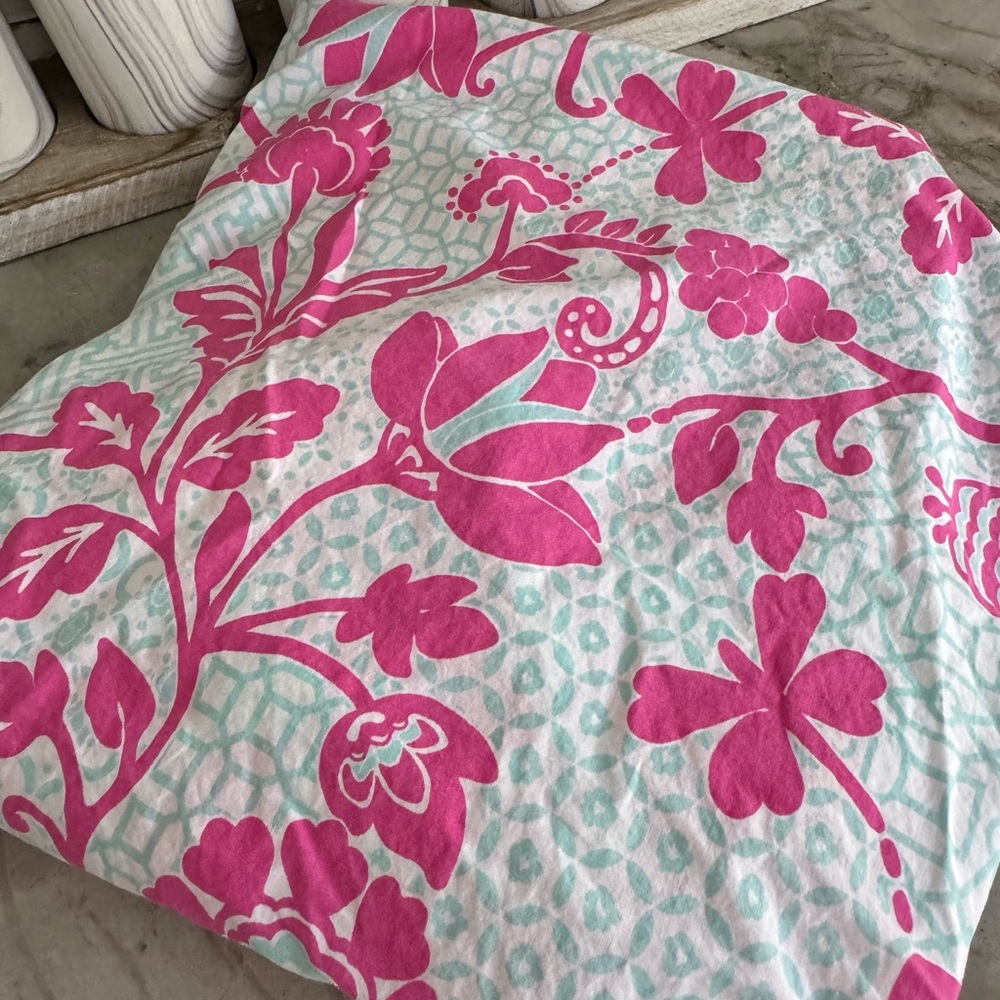 Pottery Barn Kids Pink Floral Fitted Crib Sheet